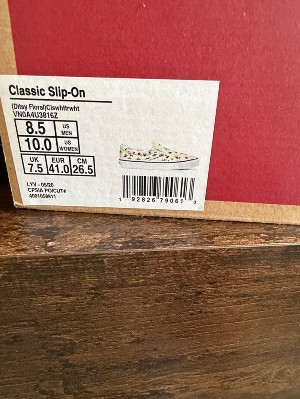 Vans Slip-On Floral Canvas Sneakers - Cream with Pink and Green Accents - Picture 7 of 7